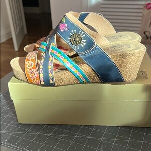 O’ Colorful Embroidered Wedge Sandals